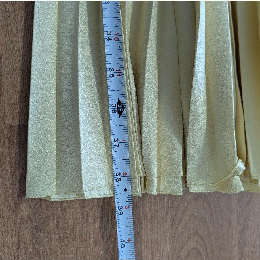 PRADA Pleated Short Sleeves Dress Womens IT40/S Yellow Crew Neck Knee Length