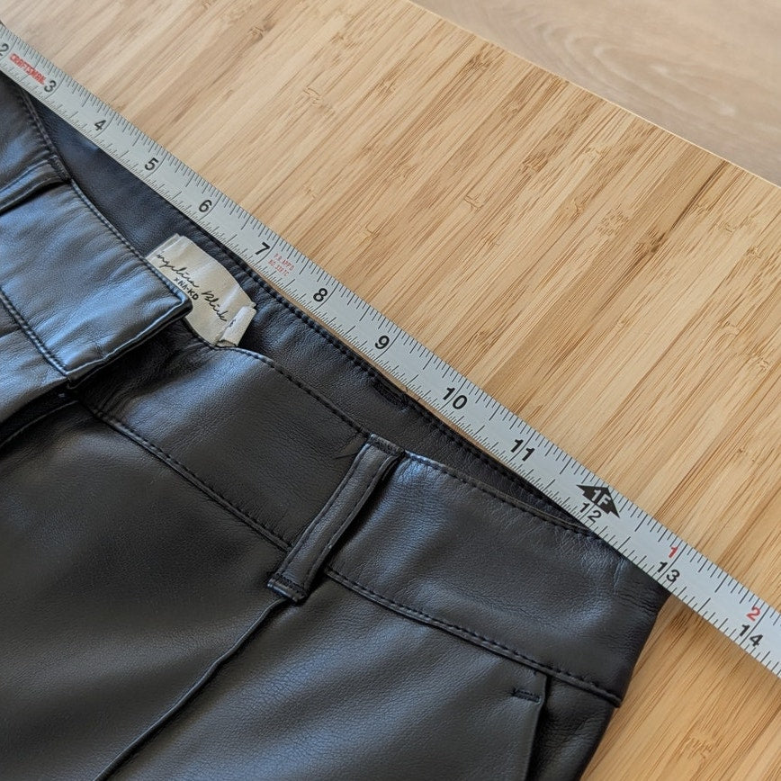 NA-KD x Angelica Blick Black Faux Leather PU Mid Rise Pants, size 36/US 6/S
