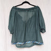 Talitha Green Floral Print Cotton/Silk Off-the-Shoulder Blouse Top, size XS