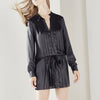 BCBGMAXAZRIA Alyn Black Long Sleeve Pleated Drawstring Mini Dress, size XS
