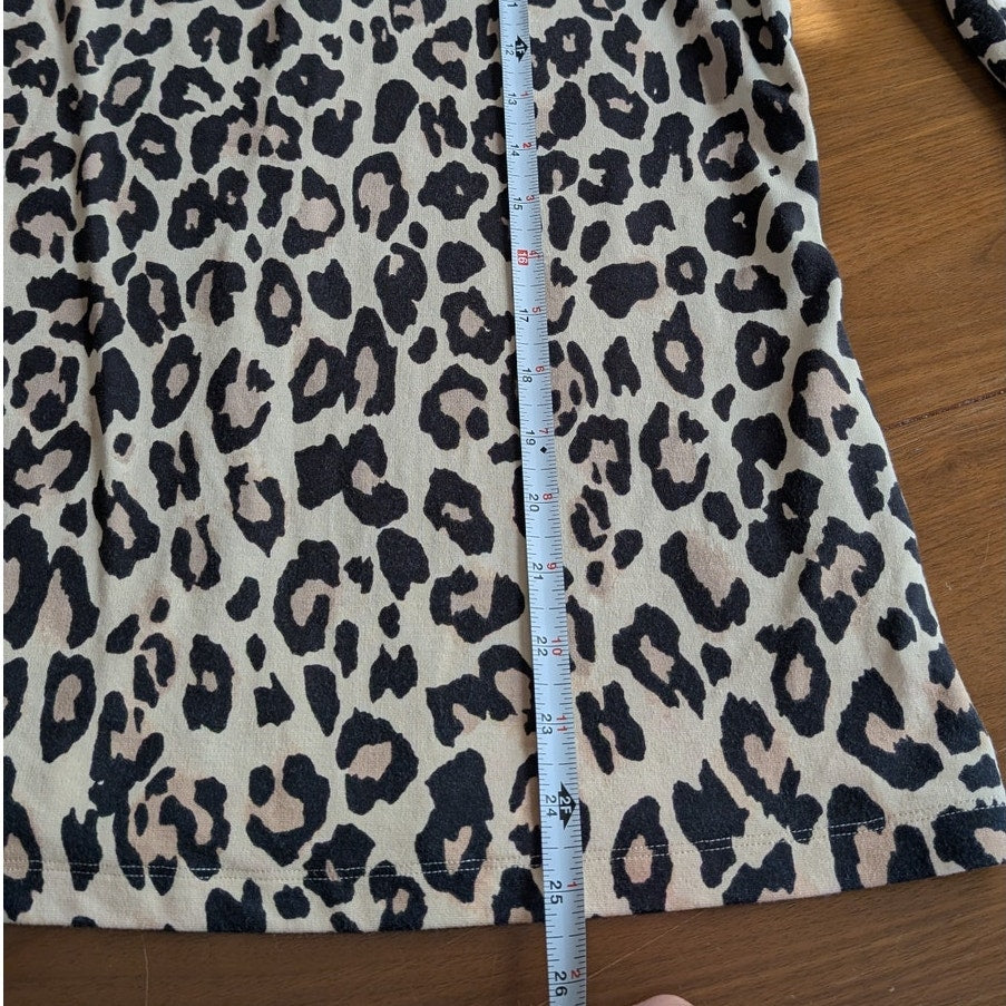 Kate Spade Cheetah Print Mock Neck Ponte Knit Long Sleeve Top, size 8