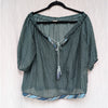 Talitha Green Floral Print Cotton/Silk Off-the-Shoulder Blouse Top, size XS