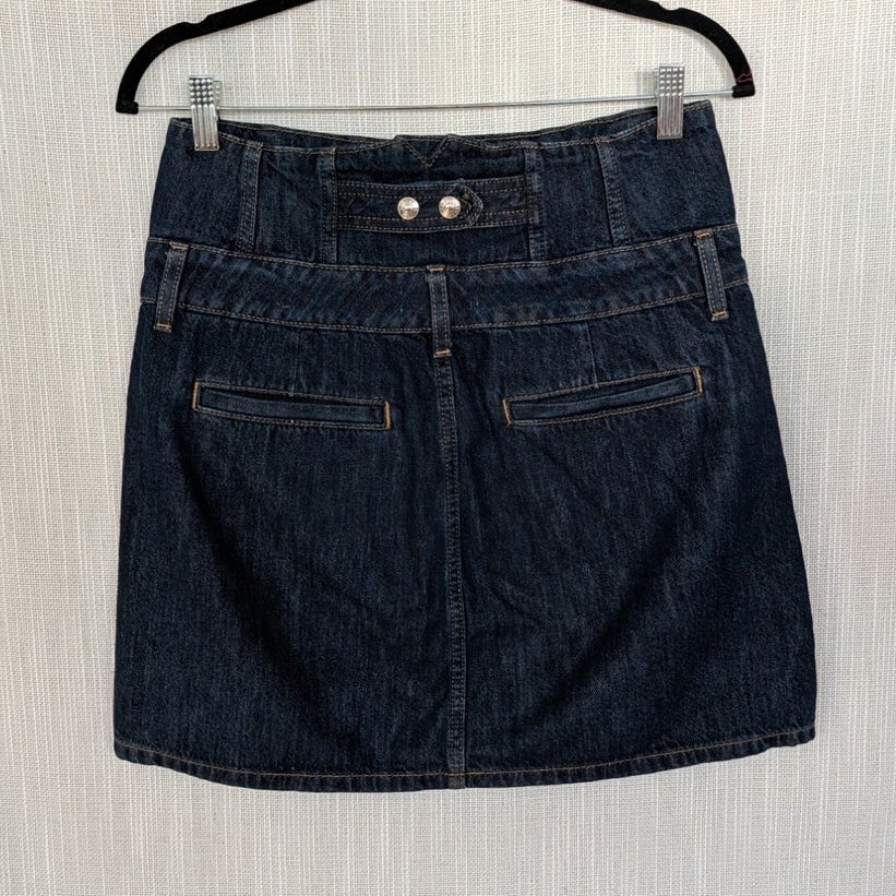 Re/done Denim Corset Mini Skirt Womens 27 Indigo Flow Cotton Button Front