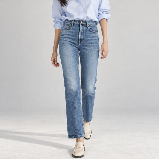 MOTHER The Tripper Flood High Rise Ankle Straight Jeans Sixth Sense 25