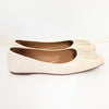 Tory Burch Georgia Ballet Flat Womens 9C Cream Leather Logo Square Toe