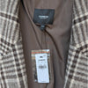 Express Plaid Double-Breasted Wool-Blend Topcoat Unisex Mens L Brown Long NWT