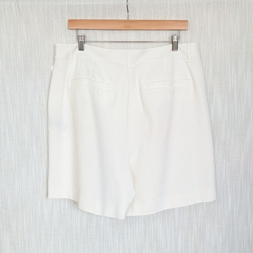 Rag & Bone Irina Ponte Shorts Womens XL White Jersey Pleated High-rise Bermuda