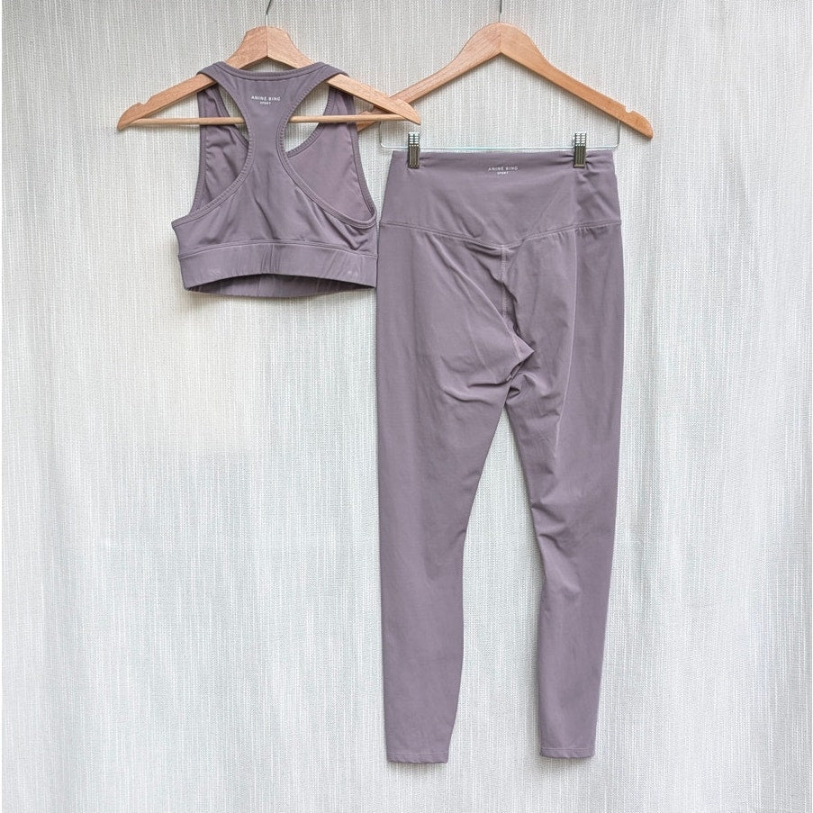 Anine Bing Sport Set Womens Blair Bralet Top XS & Blake High Waist Leggings S