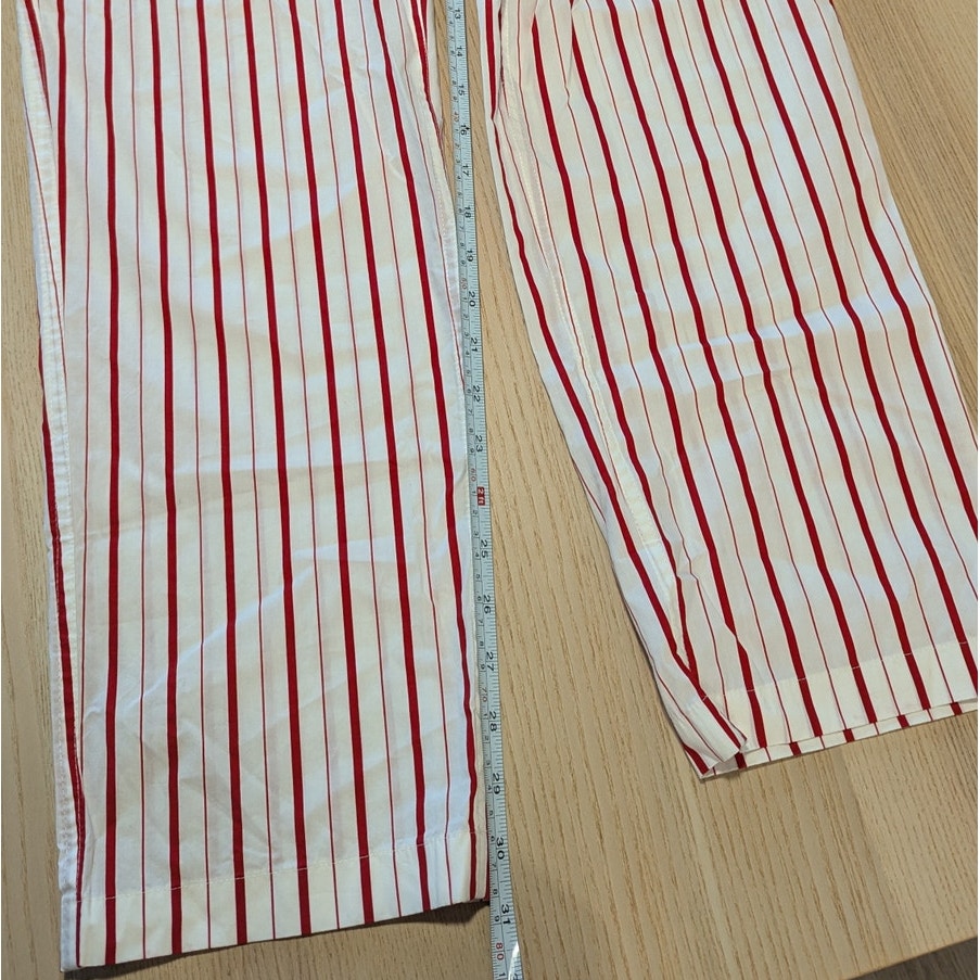J.Crew Pajama Set in Cotton Poplin Womens M Ivory/Red Stripe Shirt & Pants NWOT