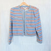 Veronica Beard Arrowe Jacket Blazer Womens 12  Blue Multi Striped Crewneck NWT