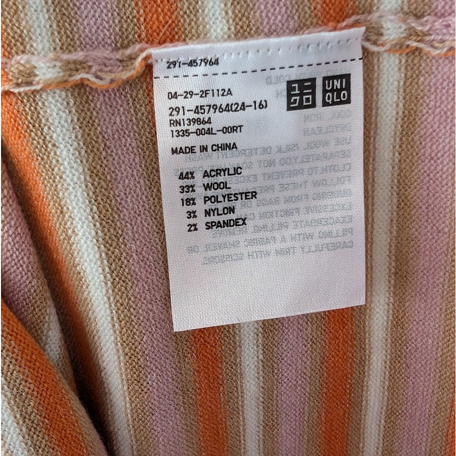 Marni x Uniqlo Brown Merino Wool Blend Striped Orange Knit Midi Dress, size M