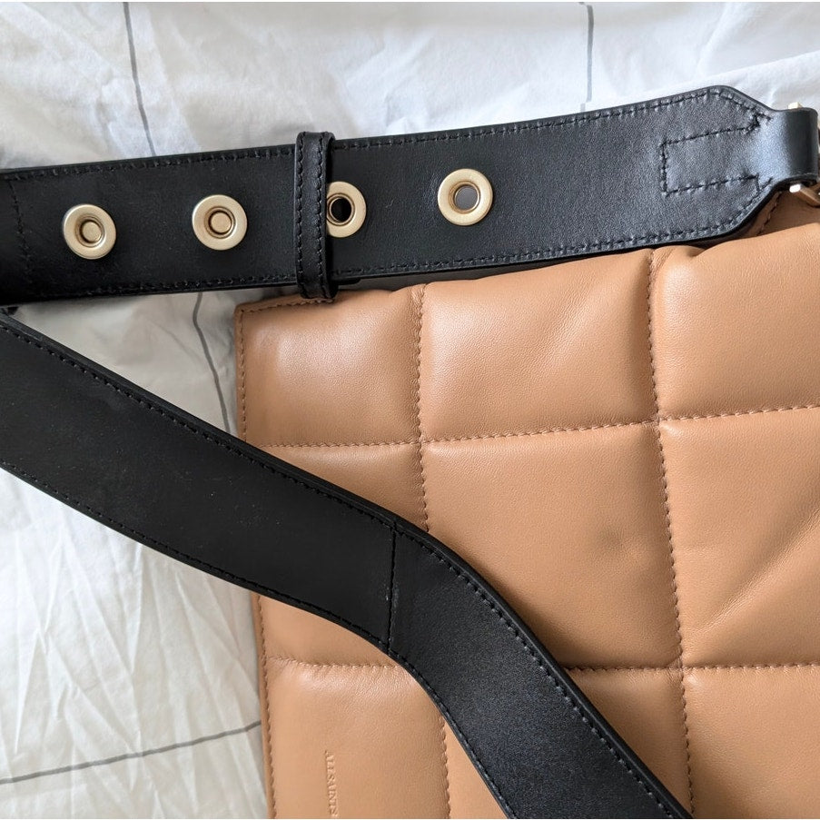 AllSaints Brown/Tan Sheringham Leather Quilted Shoulder Bag