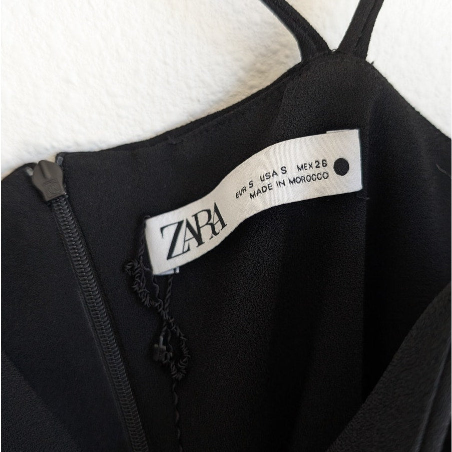 Zara Black Sleeveless Strappy Sheath Slit Mini Dress, size S