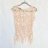 Miss Finch Lace Top Womens S Beige Sheer Floral Lace Crochet Overlay Cap Sleeve