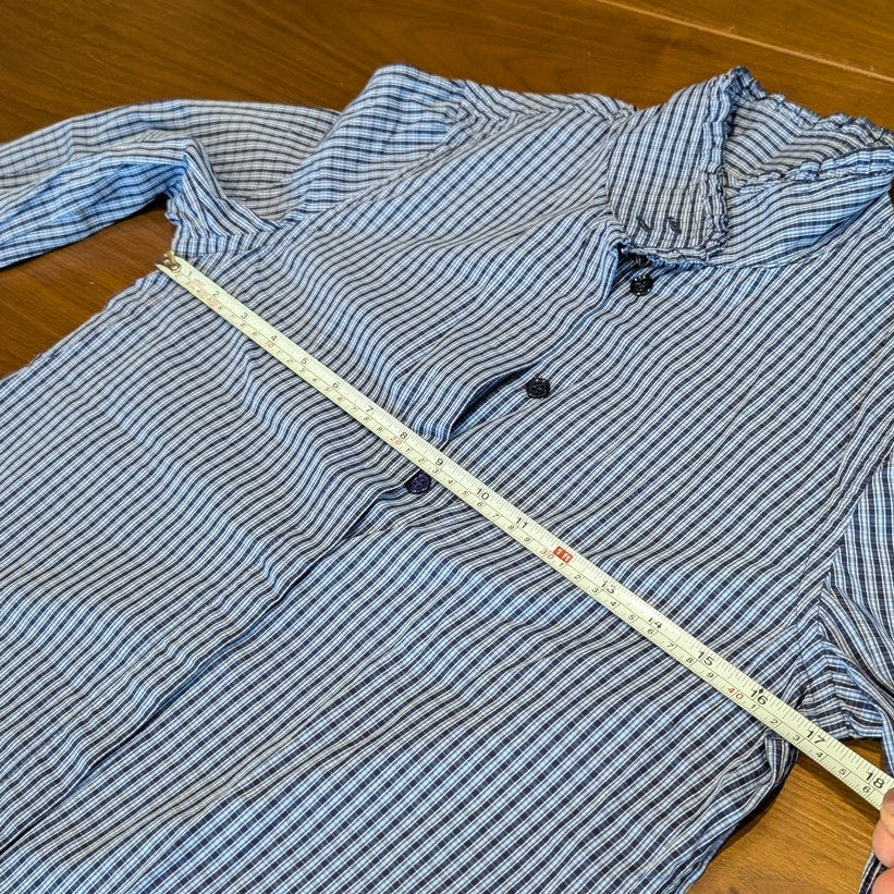 Goop G. Label Bessie Navy Cotton Check Button-Down Long Sleeve Shirt, size 0