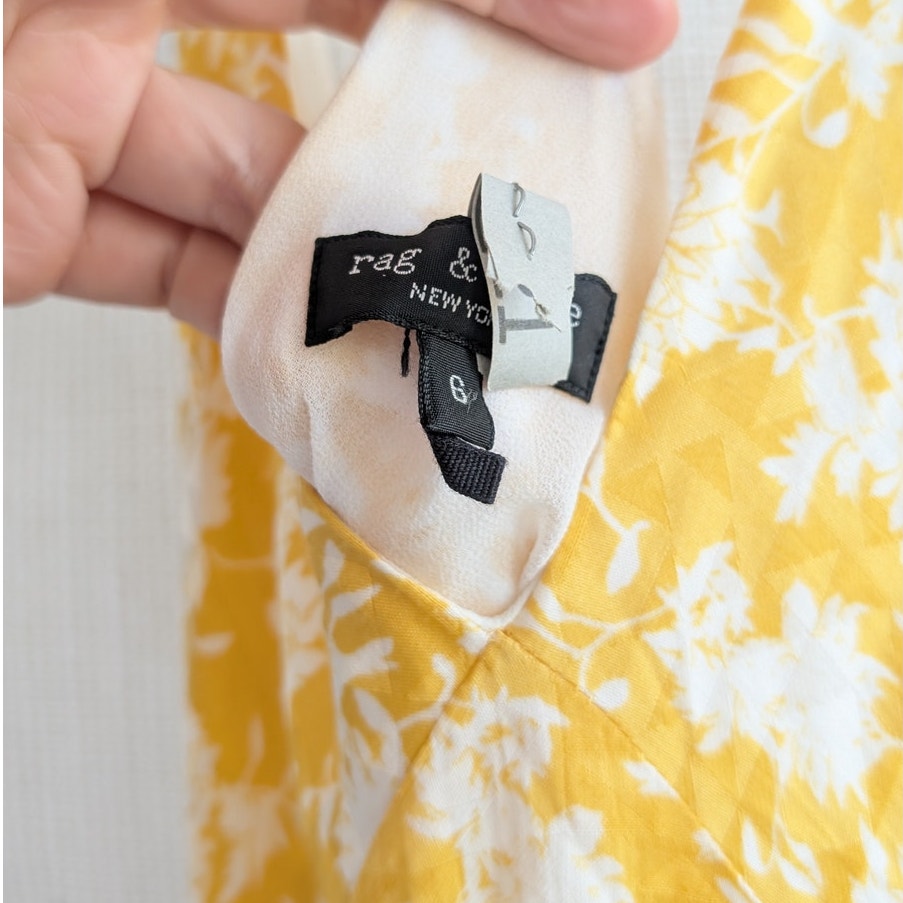 Rag & Bone T-back Floral-print Slip Midi Dress In Yellow, size 6