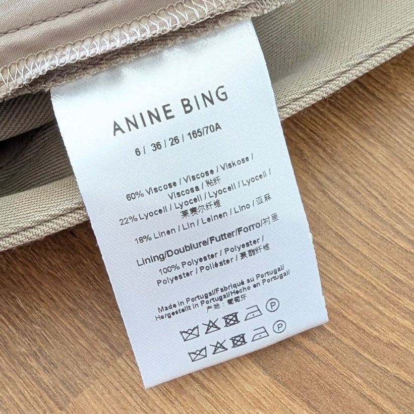 Anine Bing Trent Short Womens 6 Fawn Brown Linen/Viscose Tailored High-rise NWT