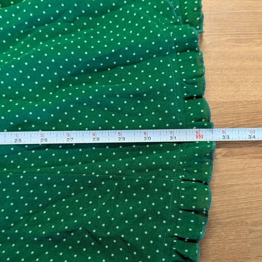 Reformation Sicilia Green Polka Dot Ruffle V-neck Wrap Mini Dress S