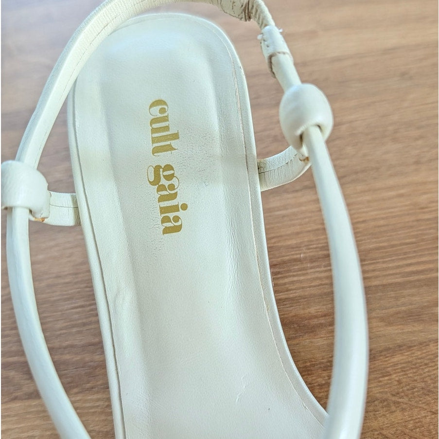 Cult Gaia White Leather Toe Loop Strappy Sandals Kitten Heel Womens EU 36 /US 6