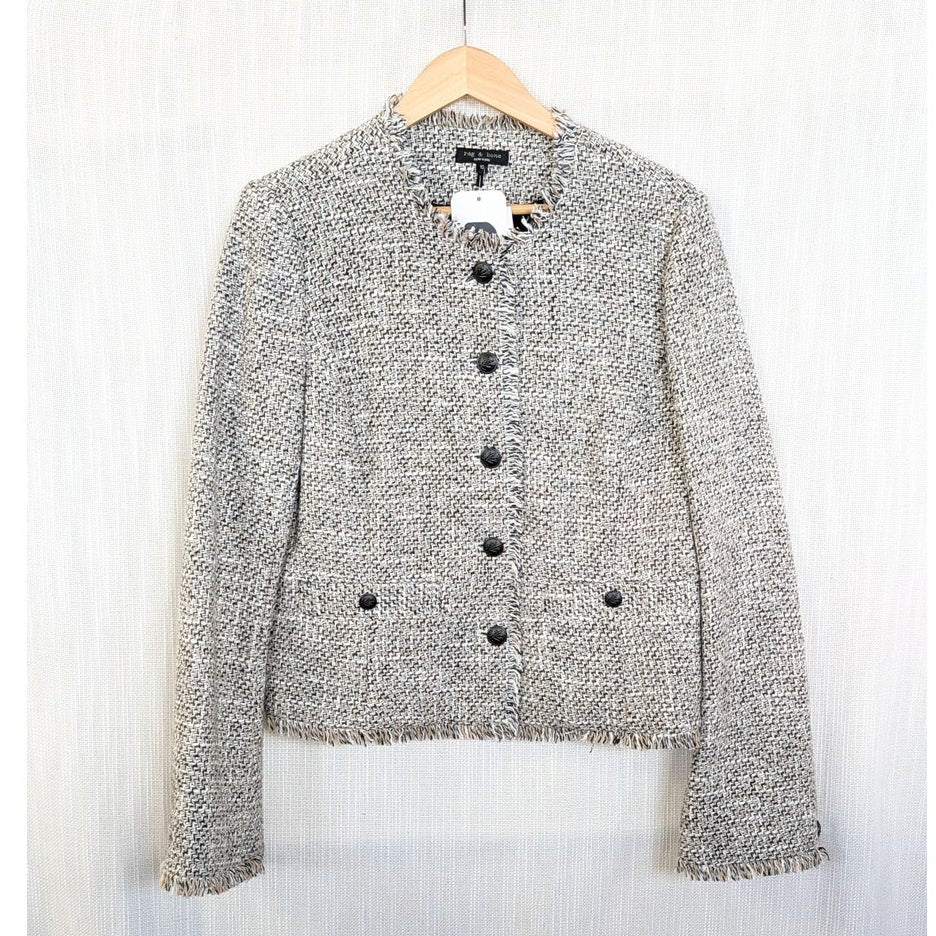 NWT Rag & Bone Carmen Tweed Fringe Cropped Jacket Size 10