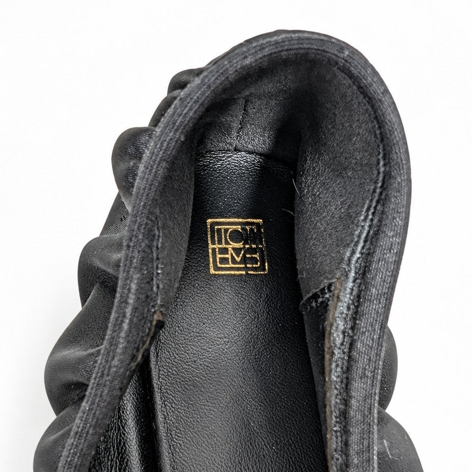 Toteme Gathered Ballet Flats Black Satin 36