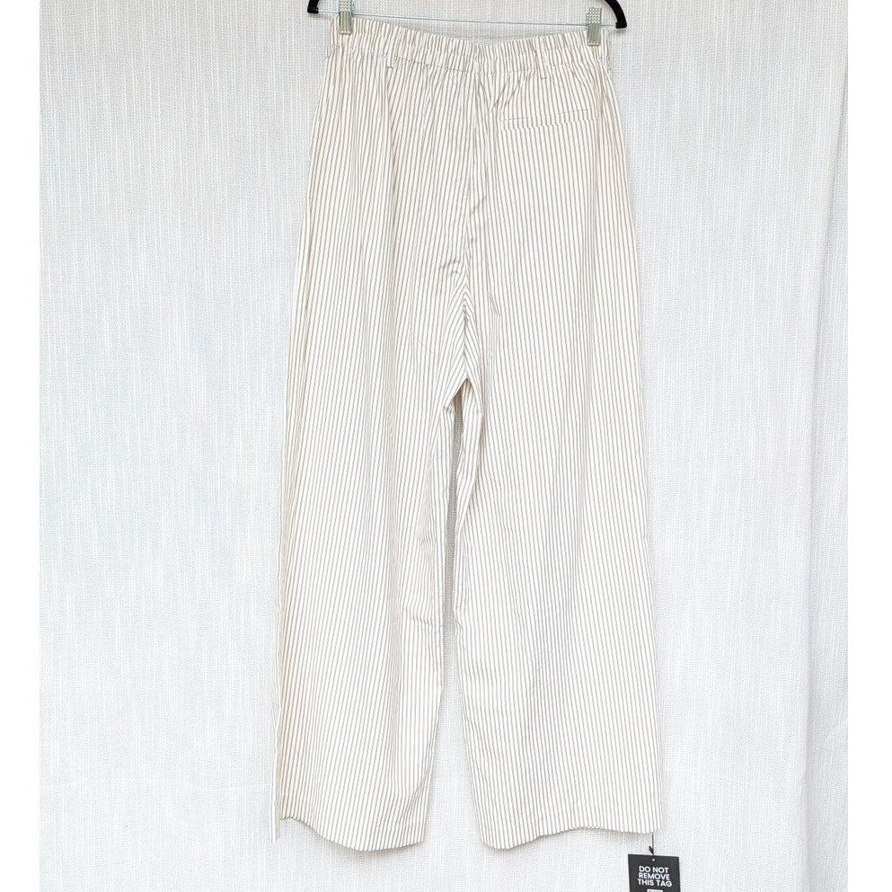 ASTR the Label Neha Pants Womens L Brown Striped High-rise Wide Leg NWT