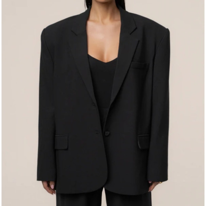 JLUXLABEL Core Standard Blazer Womens L Single-breasted Oversized Boyfriend