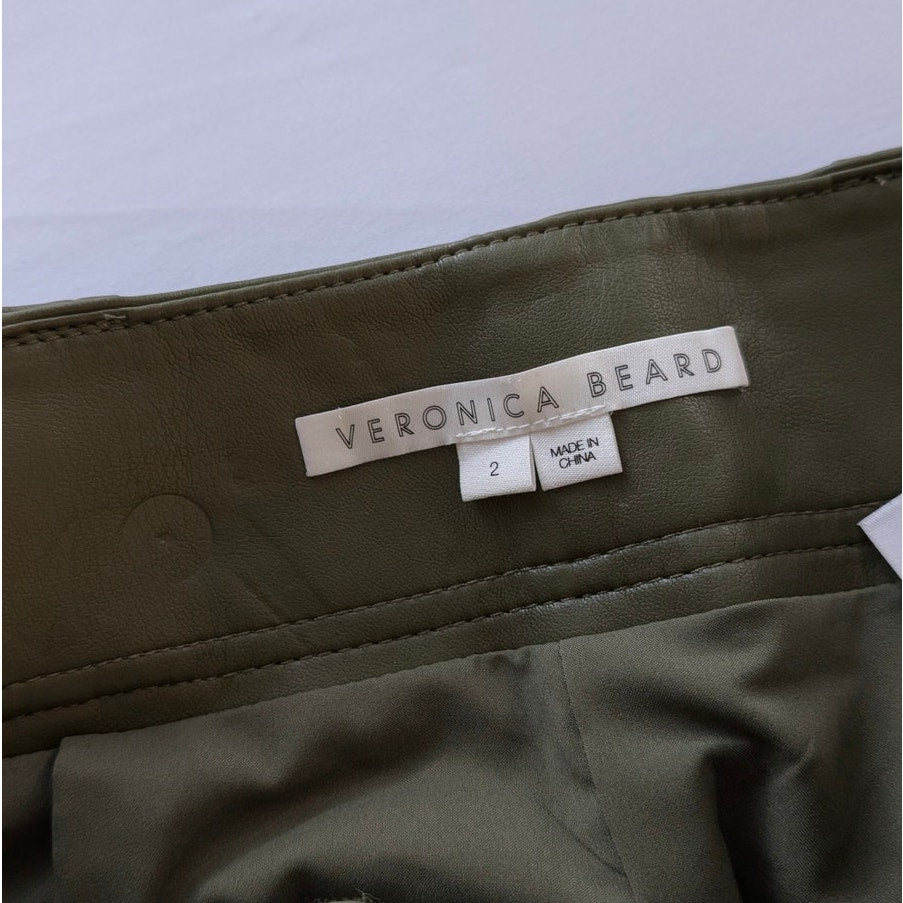NWOT Veronica Beard Atala Tapered Vegan Leather High Rise Cropped Pants, size 2