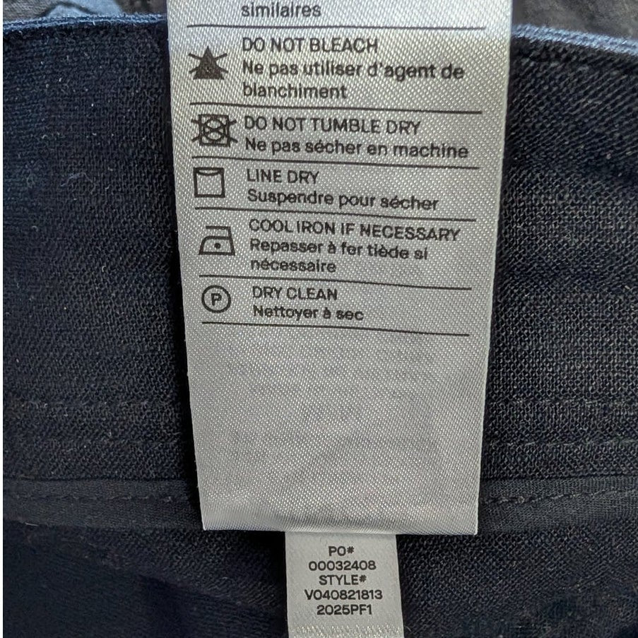 Vince Linen Blend Belted Cargo Cropped Pants Black Size M