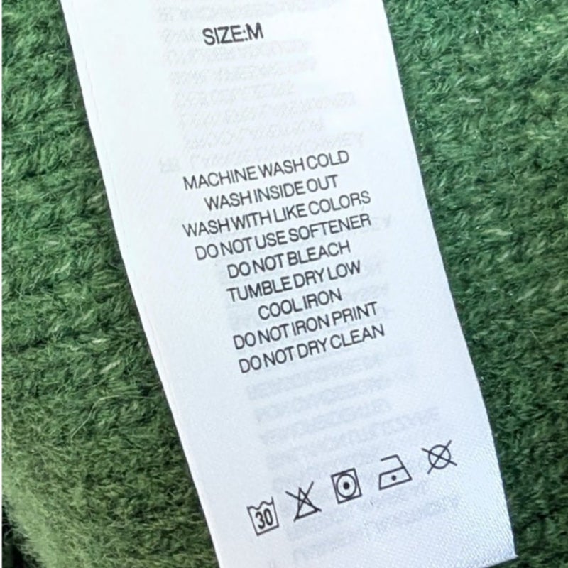 Aelfric Eden Green Oversized Cable Knit Mock Neck Long Sleeve Sweater Size M