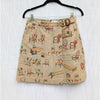 Anthropologie Postmark Beige Cotton Chairs Canvas A-line Wrap Mini Skirt, size 2