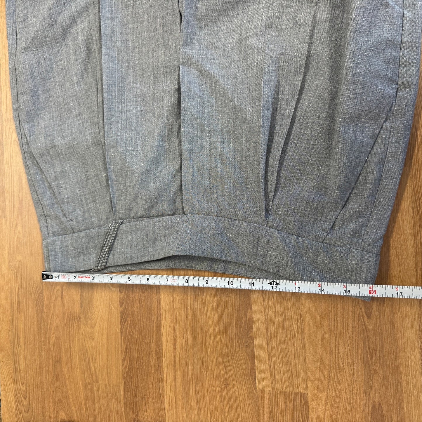 Brunello Cucinelli Wool/Linen Pants Womens 10 Gray High-rise Tapered Trousers