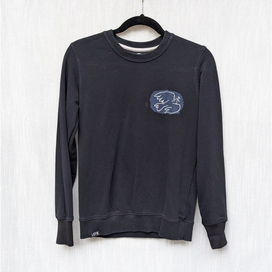 LSTR Black Peace Dove Graphic Embroidered Cotton Sweatshirt, size S