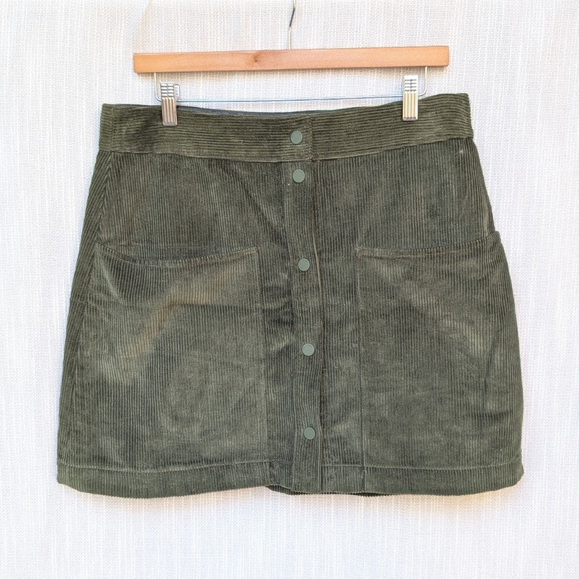 Ted Baker Omarah Cord Green High Waist A-line Mini Skirt, size 4/US10/L