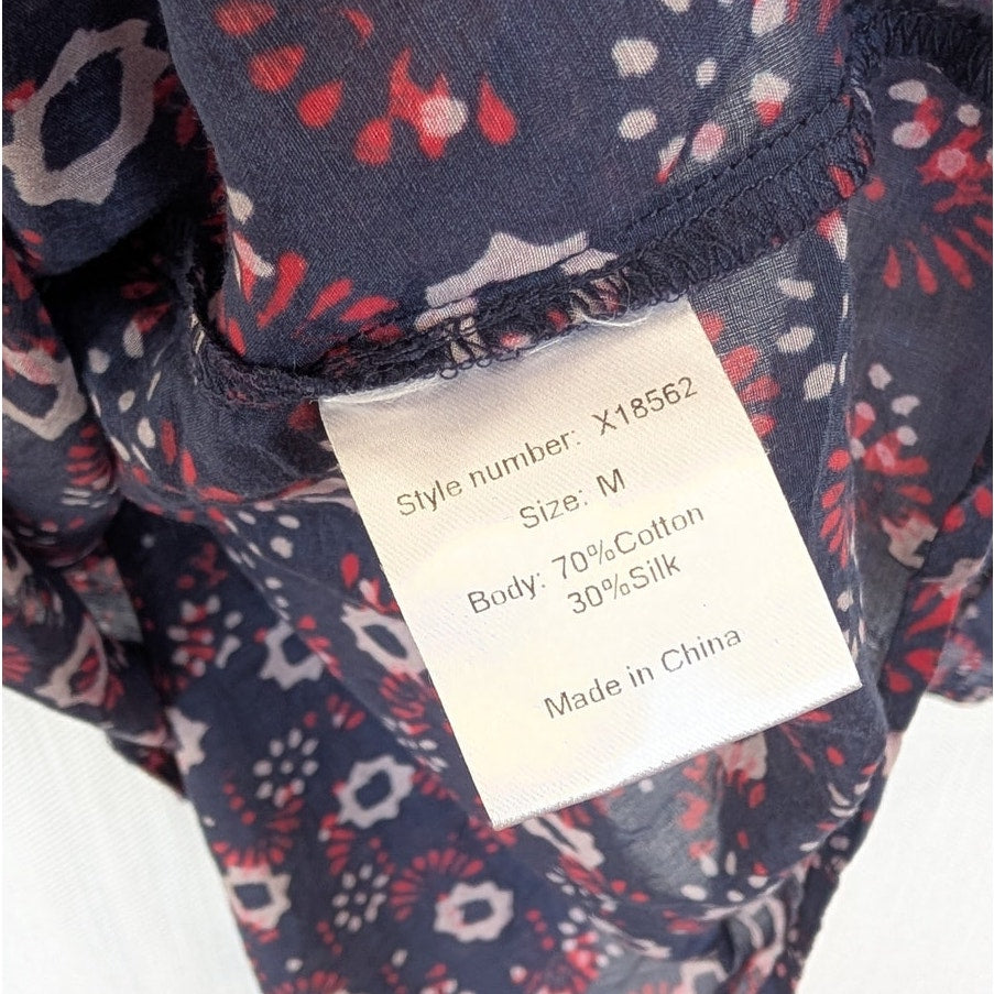 Xirena Rylei Top X18562 Women's M Silk Floral Print Long Sleeve Relaxed Blouse