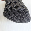 Black Genuine Leather Woven Tote Bag Large Shoulder Handbag Open Top Womens