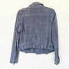Blank NYC Morning Suede Moto Jacket Womens M Blue Long Sleeve Zip