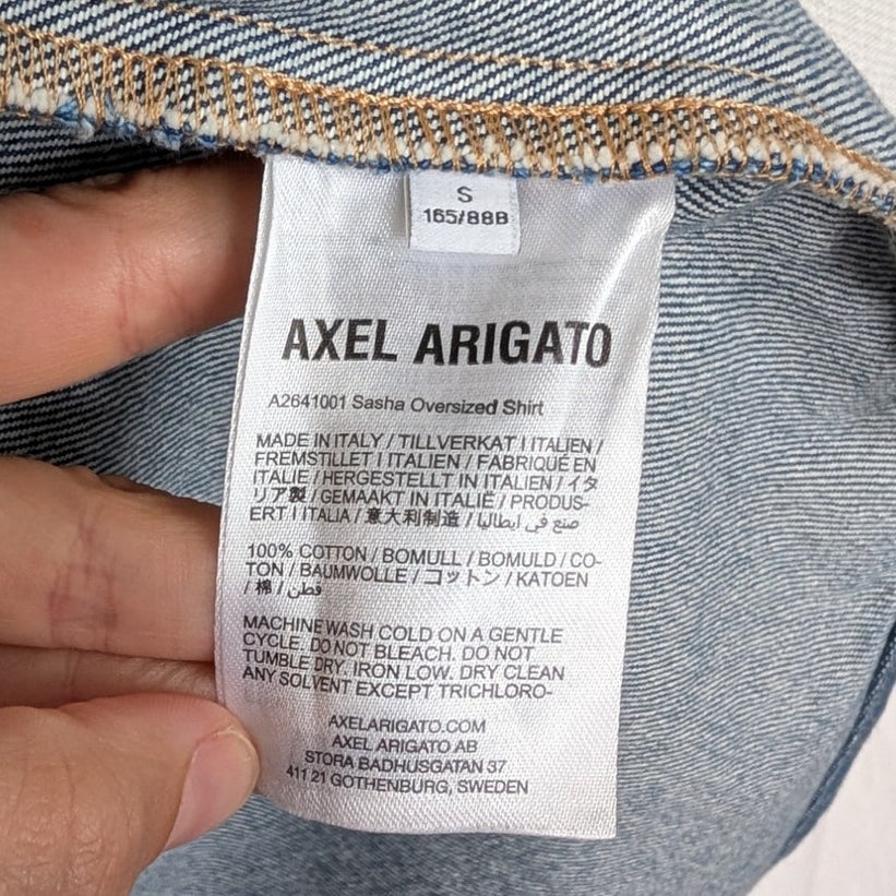 Axel Arigato Sasha Oversized Shirt Jacket Womens S Blue Denim Button Front