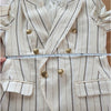 Banana Republic Alva Double-breasted Blazer Womens 4 Stipe Linen/Cotton 579142