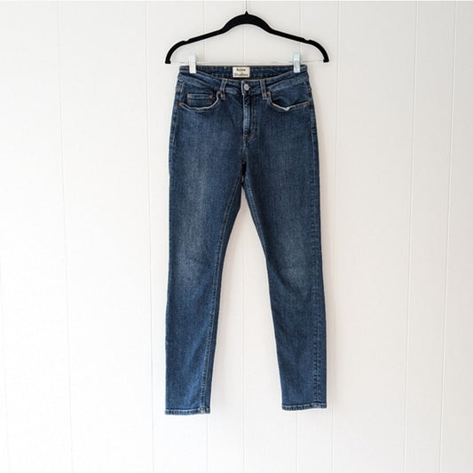 Acne Studios Skin 5 Dark VTG Blue Skinny Jeans, size 27x32