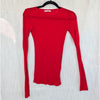 Zara Supima Long Sleeve T-shirt Top 0858/613/600 Womens S Red Round Neck