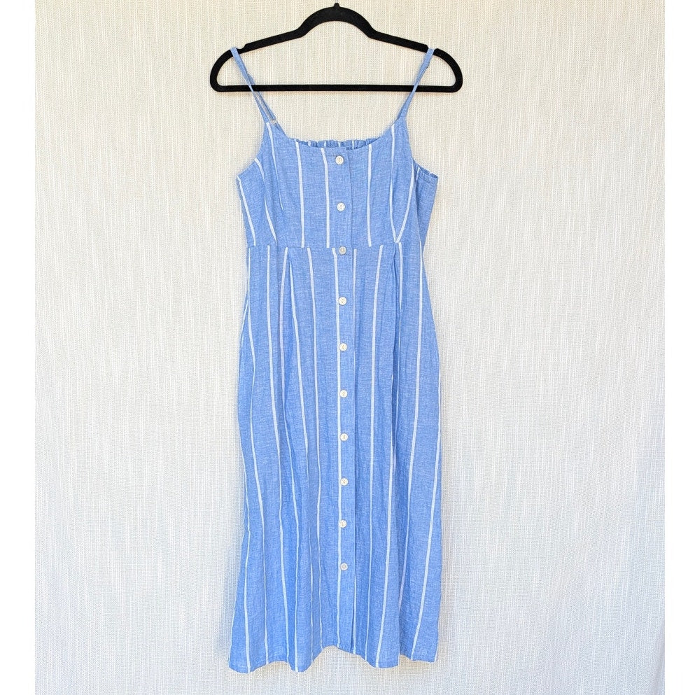 Part Two Reysa Dress Womens EU36/ S Marina Blue Linen Sleeveless Shirt Button