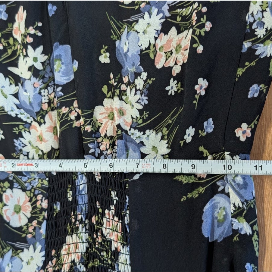 Reformation Fulton Sleeveless Floral Midi Dress Navy Blue Size 0