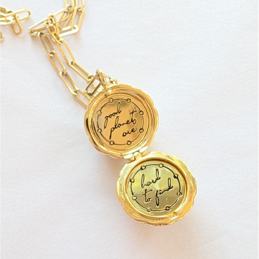 Wanderlust + Co Gold Planet Medallion Necklace 14K Real Gold Plated Jewelry