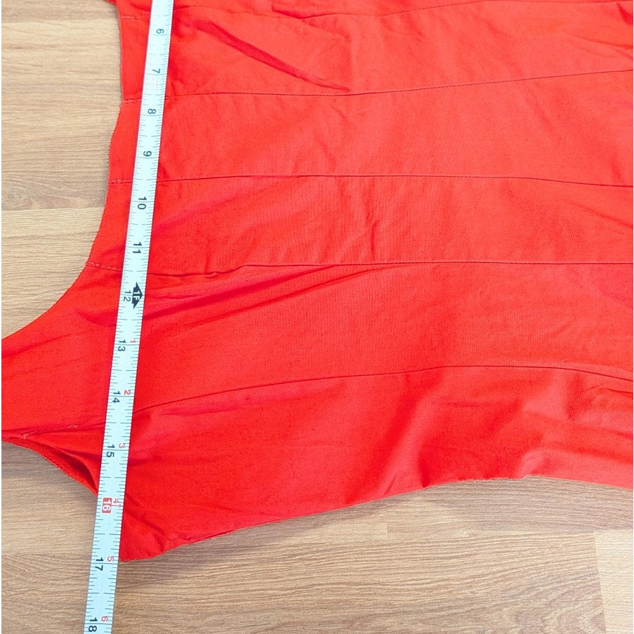 Staud Wells Midi Dress Womens 10 Orange Sleeveless Square Neck A-line