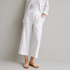 Ellen Tracy White Linen Blend Drawstring High-rise Cropped Wide Leg Pants, size L