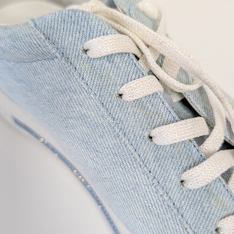 Rene Caovilla Denim Crystal-embellished Sneakers Womens EU 40/US 10 Blue Low Top