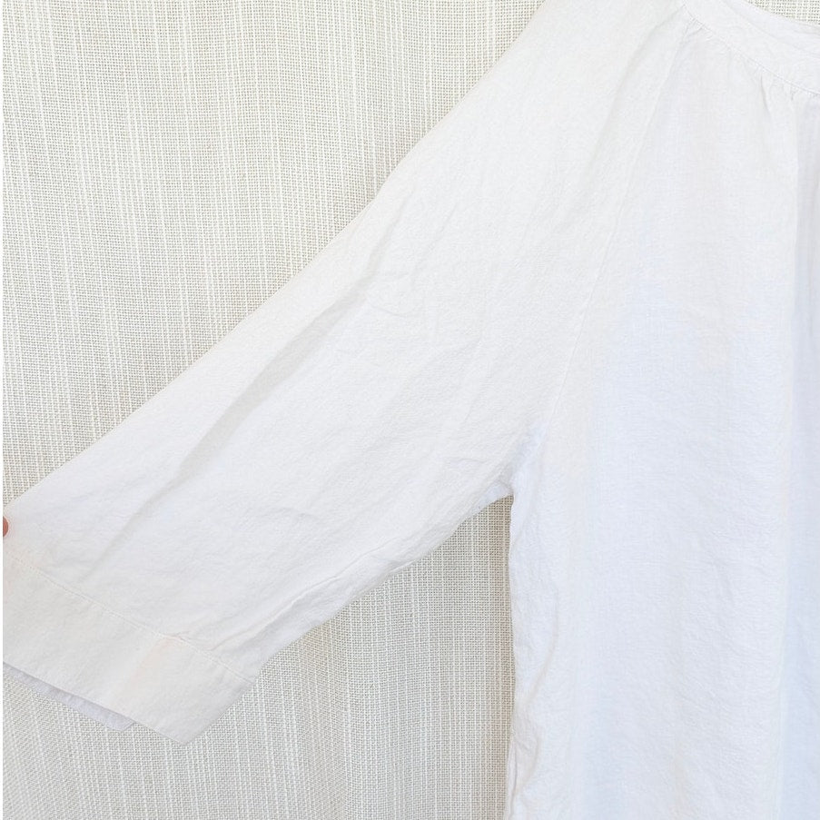 Jenni Kayne Linen August Dress Womens L White Relaxed Mini Shirt 3/4 Sleeve