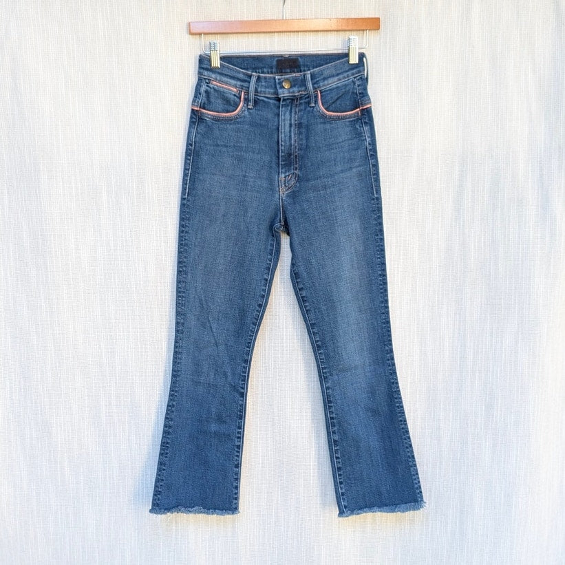 Mother Blue Denim The Snap Hustler What I Had Before Flared Ankle Jeans, Size 25