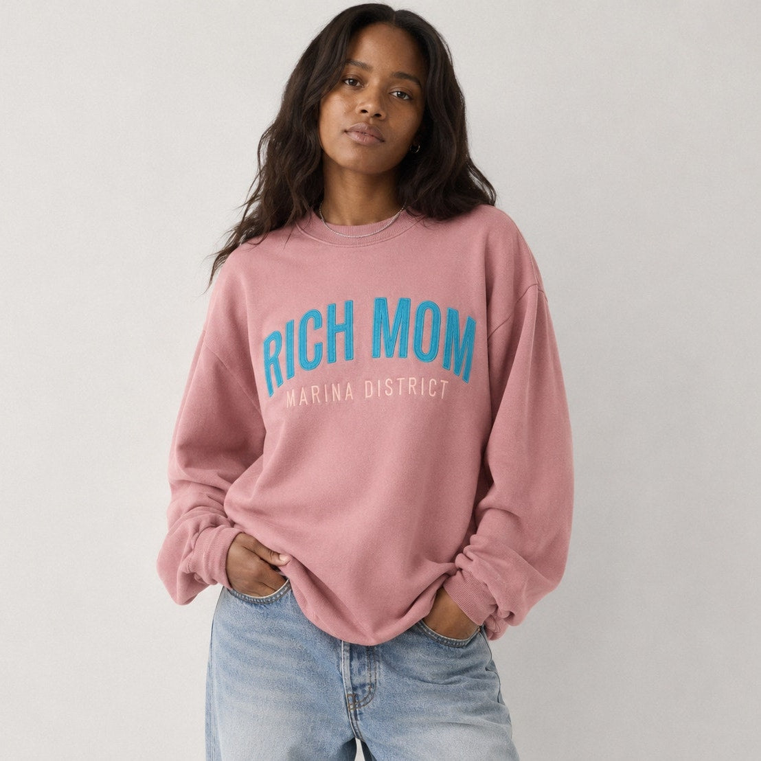 Rich Mom Marina District Limited Crewneck Fleece Oversized Sweatshirt, size S